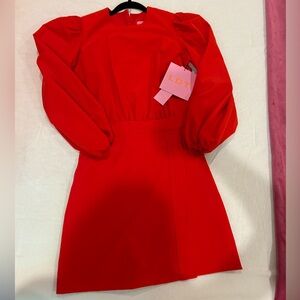 LDT mini long sleeve red dress NWT 0